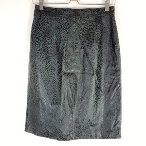 Vintage Wilsons Leather Black Embossed High Rise Mini Pencil Skirt 26 Inch Waist